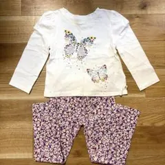 GAP 105 110 女の子　春服　花柄　蝶　ギャップ　Tシャツ　レギンス