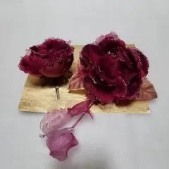 髪飾り　成人式　卒業式　結婚式　振袖　花　　　ワインレッド　コーム式　Uピン