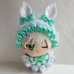 ぬい服 うさ耳ヘッドドレスとスタイのセット ミントグリーン×ホワイト ちびぐるみのサムネイル