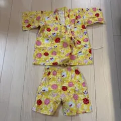 キッズ 甚平 110サイズ 黄色 和柄 じんべい