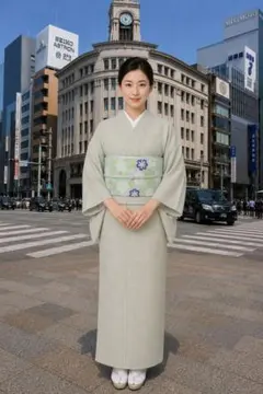 アカシア46様専用です。アイスコットン着物とトンボ夏帯 - メルカリ