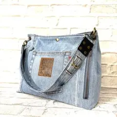 デニムリメイクワンハンドルバック　ショルダーバッグ　❤️水色デニム