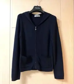 m-premier coutureフード付きジップニットカーディガン