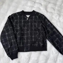 フェルゥ エンブロイダリー ブロックチェック ジップアップジャケット