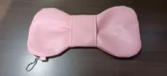 リボン型ピンクポーチ 約20cm x 10cm