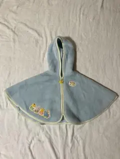 水色フリースフード付きポンチョ