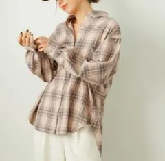 BAYFLOW ソフトビエラ チェックシャツ ベージュ