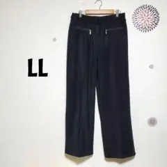 【大きいサイズ】ストレッチパンツ　LL　ブラック　ゆったり