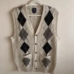 ガイ　ポリッシュアンドクラシック　メンズ　ウールベスト　ベージュ　黒　毛100%