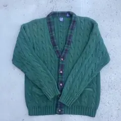 GAP グリーン ケーブルニット カーディガン　old gap 90s 古着