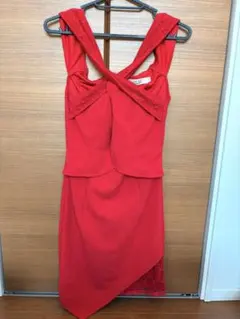 赤 胸元クロス タイトドレス パーティー キャバ