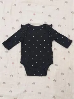 0-3month babyGAP長袖ロンパース 黒 ハート