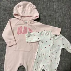 babygapくまみみ足つき アウターpetitmainカバーオール 2枚セット