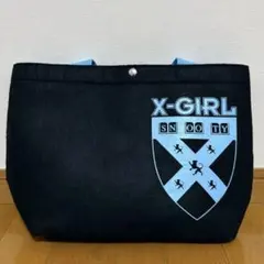 X-GIRL トートバッグ ブラック ライトブルー