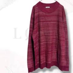 ジーユー　セーター　ニット　L　赤　ボーダー　ゆったり　お洒落　差し色　着回し