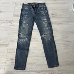 AMERICAN EAGLE デニムパンツ US 0 ペイントダメージ加工