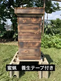日本蜜蜂 重箱式巣箱4段 スライド底板 t付巣門台座 スノコ付き セット