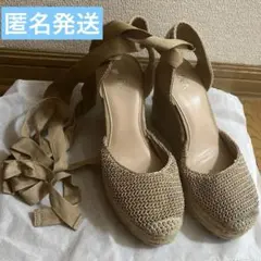 レースアップ ウェッジソール ヒール シューズ