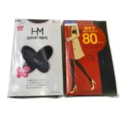 yu66 厚手 ブラック レディース タイツ L~LL 80デニール 6足セット