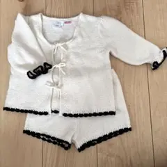 ザラキッズ zarakids92ホワイトニットカーディガンショートパンツセット
