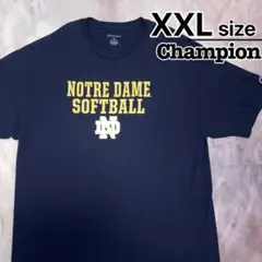 Champion　Tシャツ　2X　ネイビー　プリント　ノートルダム大学　カレッジ