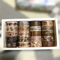 【新品未使用】コーヒー柄 マスキングテープ20巻セット 箱入のサムネイル