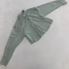 NICE CLAUP ブラウス ストライプ ミント 長袖 ボタン シアー M