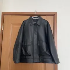 GU フェイクレザーオーバーサイズジャケット BLACK 黒