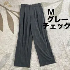 【美品】UNIQLO タックワイドパンツ　グレー