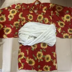 branshes 赤いひまわり柄 浴衣 Sサイズ