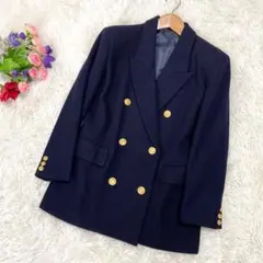 紺ブレダブルブレスト金ボタンSimree　ウール（ラム）混合生地秋冬用Lサイズ