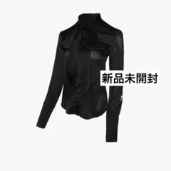 S satin bow tie blouse