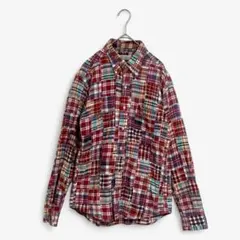 T453【DAILY TASTE】ボタンダウンシャツ　チェック　長袖　Ｍ