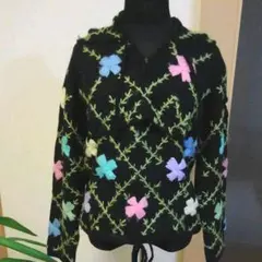 フード付きニット　刺繍セーター　個性的なセーター　セーター　カーディガン　ニット