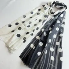 1-12.美品 Jun ashida ヴィンテージシルクストール　ドット　黒白