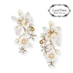 フローラルブーケ 淡水パール ネックレス & イヤリング