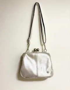 ⭐︎シルバー 軽やか布製がま口ショルダーバッグ