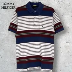 TOMMY HILFIGER ボーダー　半袖　ポロシャツ　レトロ　フラッグロゴ