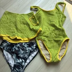 チェック柄セパレート水着 黄緑