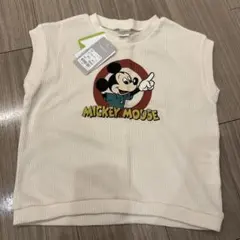 ミッキー タンクトップ 95cm オフホワイト　ワッフル生地