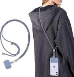 スマホショルダー ショルダーストラップ 首かけ 肩掛け ブルー 落下防止