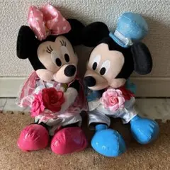 値下げ‼︎ ミッキーミニー　ウエディング　セット　ぬいぐるみ　ペア　ブーケ　花束