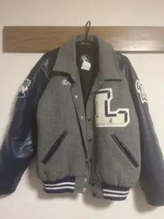 90sSextonサテンスタジャン刺繍ビッグロゴ短丈ラグランスリーブ 