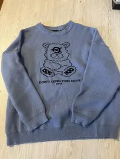OY クルーネックニット ベアデザイン ブルーのサムネイル