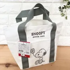 スヌーピー 刺繍 帆布 ランチバッグ ミニトート グレー