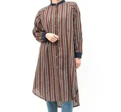 チチカカ　マルチストライプ　シャツワンピた