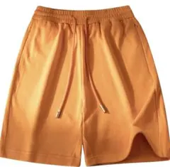 【新品】メンズ ショートパンツ ハーフパンツ オレンジ シンプル 無地
