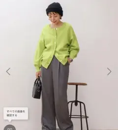 一度着用【人気色】バイパチ2WAYクルーネックニットカーディガン ピスタチオ　M