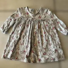 プチバトー　花柄長袖ワンピース 12M