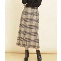 ナノユニバース　フリンジヘムIラインチェックスカート